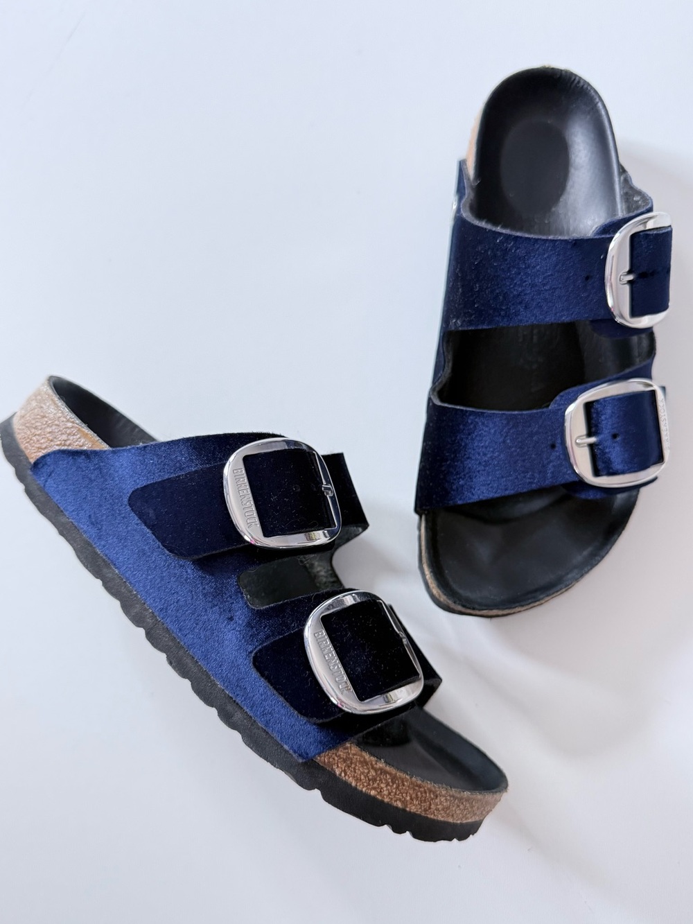 Birkenstock Arizona Velvet Big Buckle Sandal Midnight Blue 38